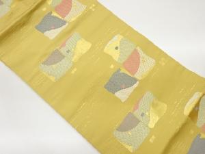 抽象色紙に四角・縞模様織出し名古屋帯